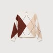 Pull col rond manches longues ecru femme