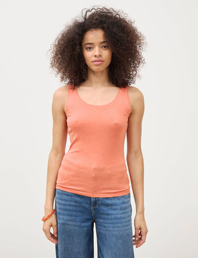 D&eacute;bardeur cintr&eacute; d&eacute;collet&eacute; sans manches rose corail femme