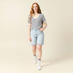 Pull manches courtes bleu foncé femme