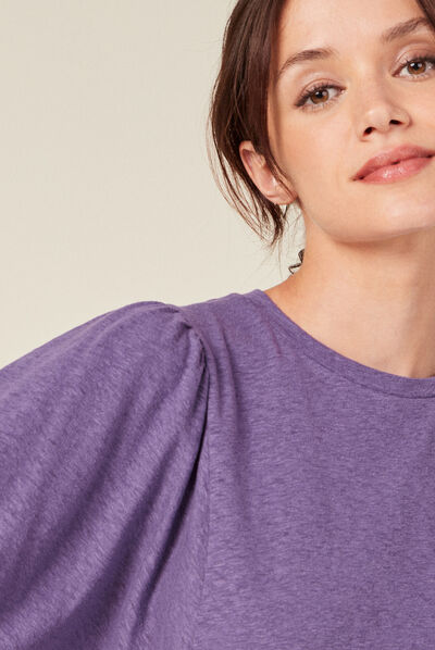 T-shirt manches courtes violet foncé femme