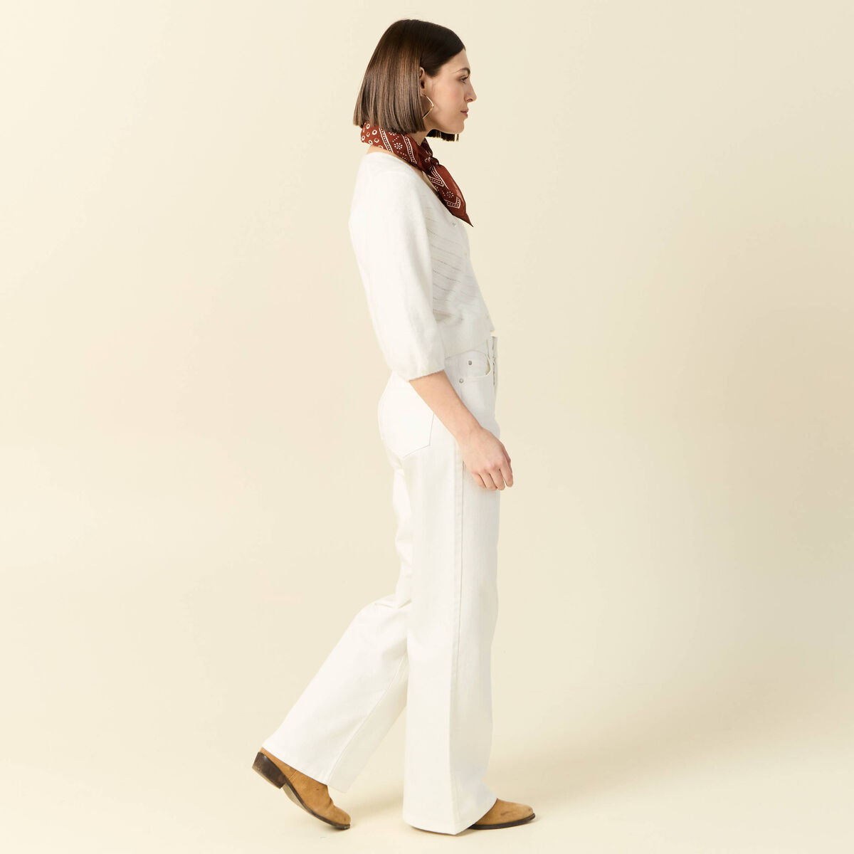 Gilet manches 3/4 blanc femme