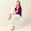 T-shirt manches courtes brodé violet femme