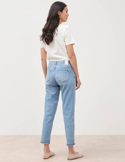 Jeans girlfriend 5 poches denim used femme