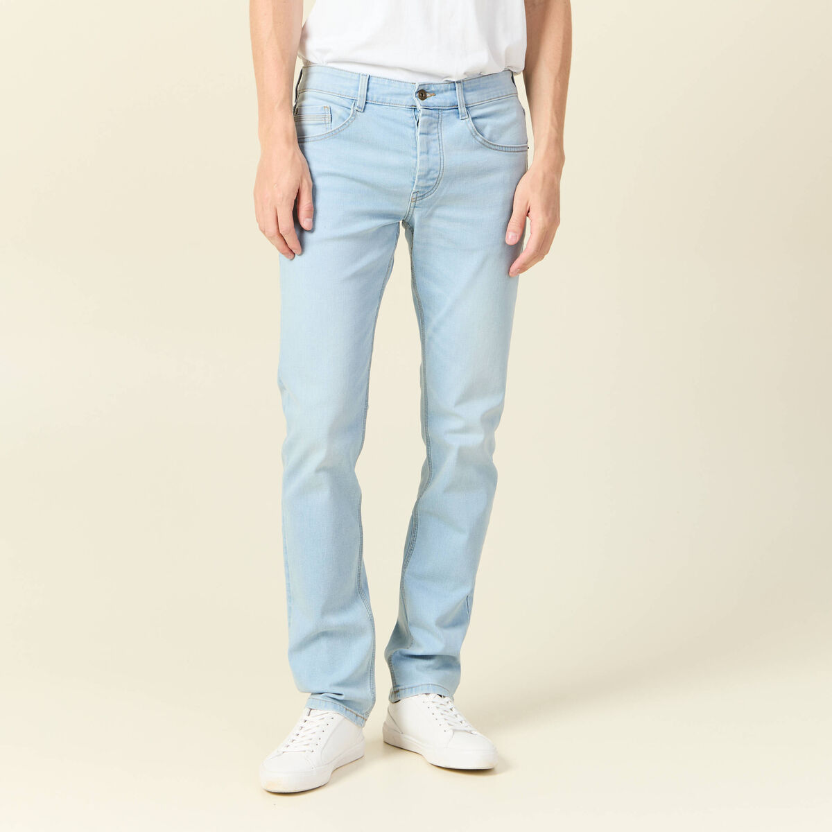 Jeans straight denim snow bleach homme