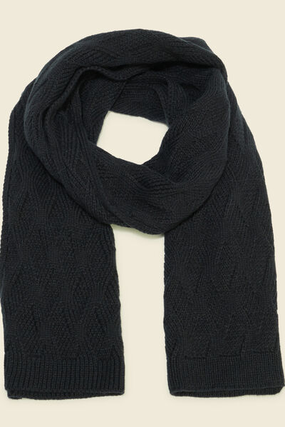 Écharpe tricotée bleu marine homme