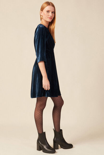 Robe patineuse éco-responsable bleu canard femme
