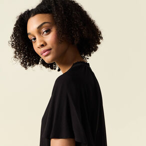 Blouse manches courtes noir femme