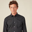 Chemise cintr&eacute;e en coton manches longues noir homme