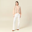 Chemise manches longues col montant rose champagne femme