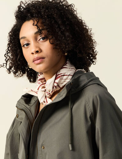 Parka oversize à capuche vert kaki femme