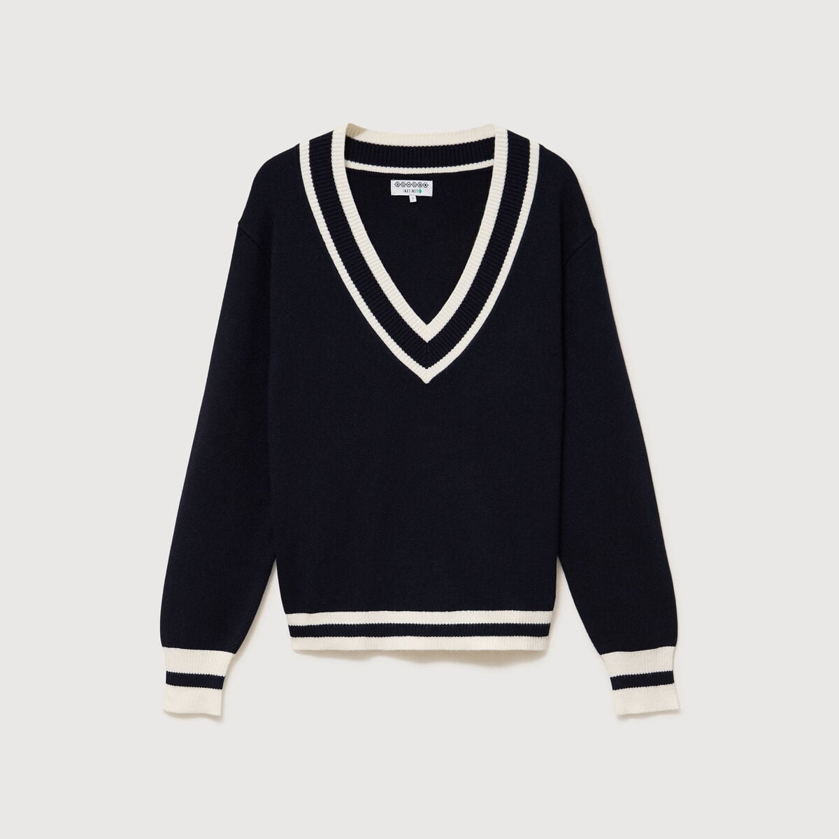 Pull manches longues bleu fonc&eacute; femme