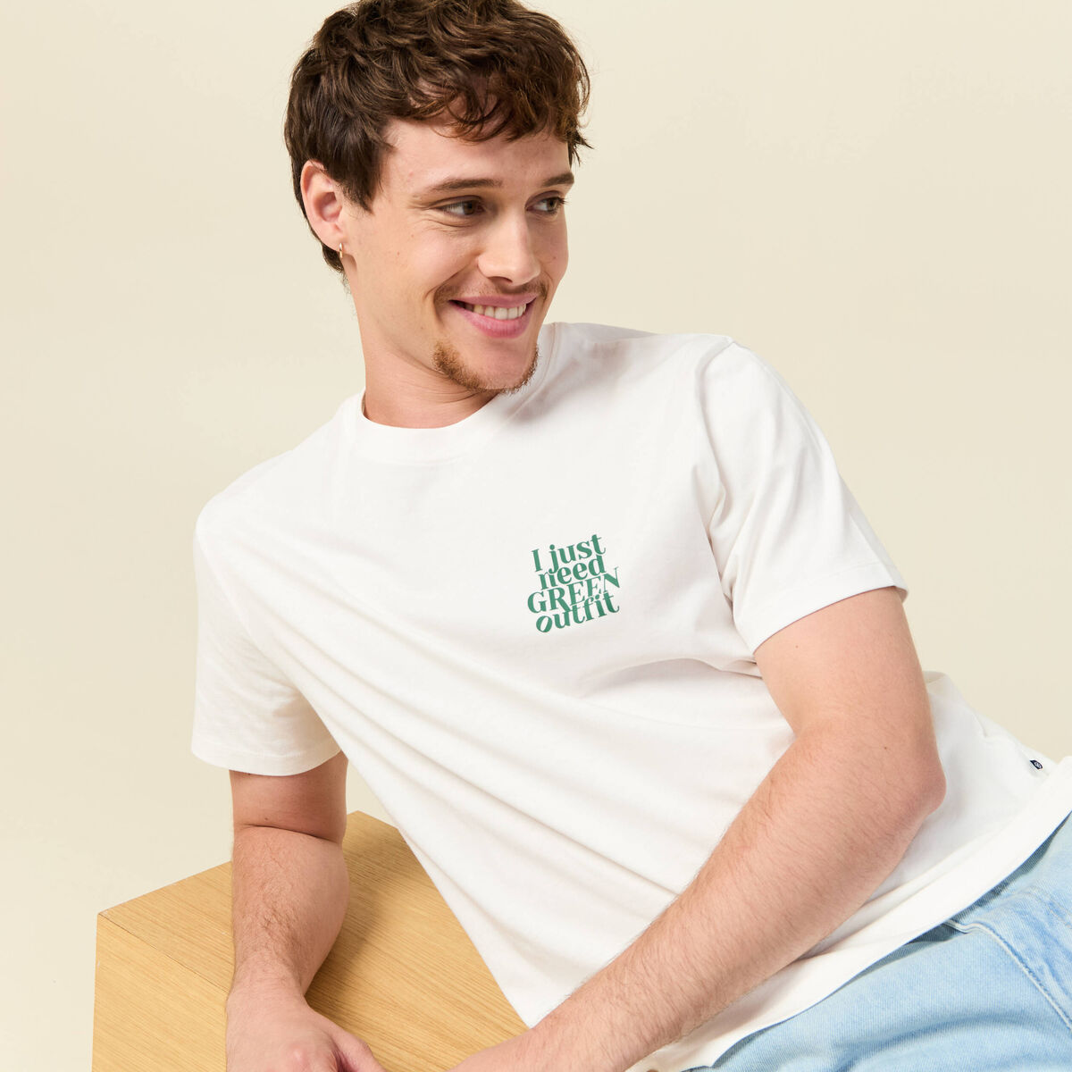 T-shirt en coton ecru homme