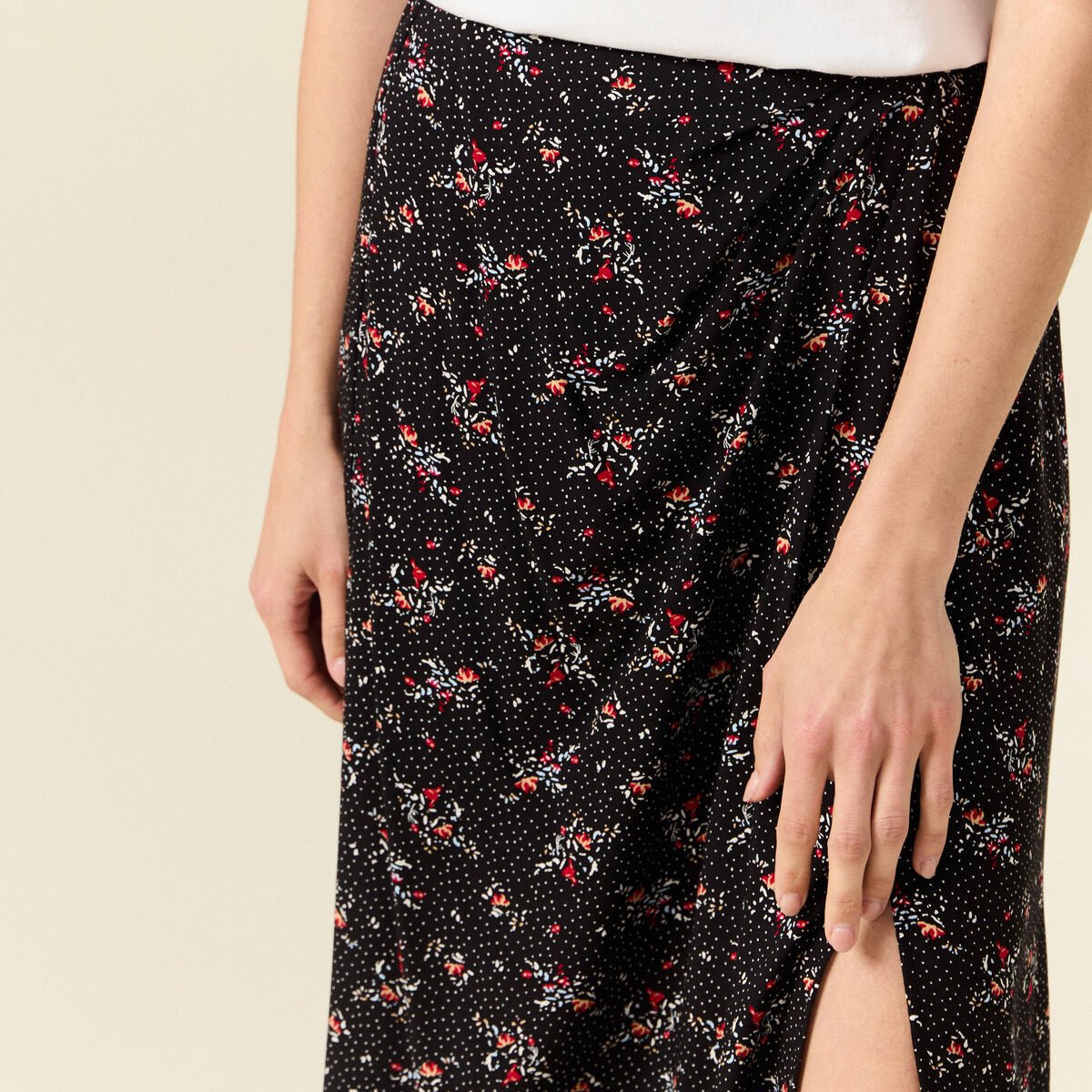 Jupe longue évasée noir femme