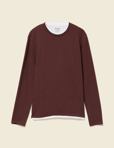 T-shirt manches longues bordeaux homme