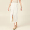 Jupe midi fourreau denim blanc femme