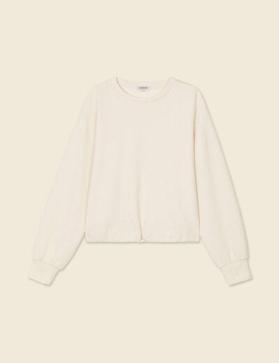 Sweat manches longues ecru femme
