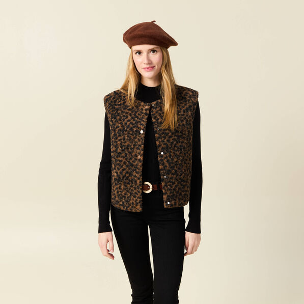Gilet sans manches réversible camel femme