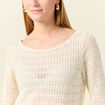 Gilet manches longues creme femme