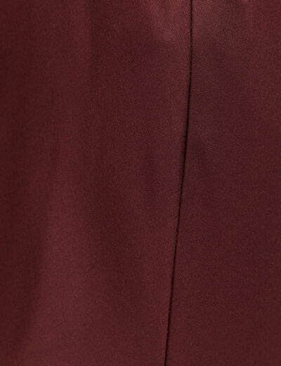 Jupe longue droite satin bordeaux femme