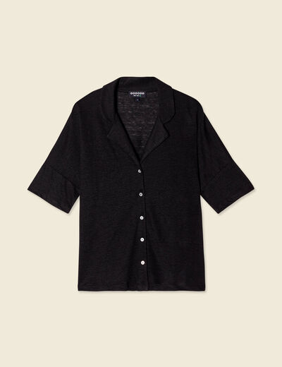 Chemise manches courtes noir femme