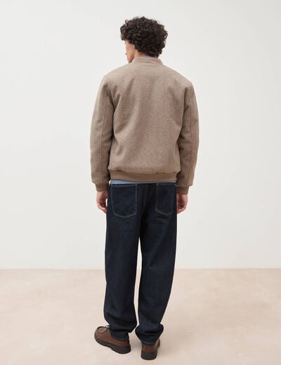 Blouson doubl&eacute; manches longues taupe homme