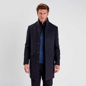 Pardessus droit boutonné gris foncé homme