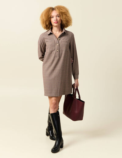 Robe manches longues beige femme