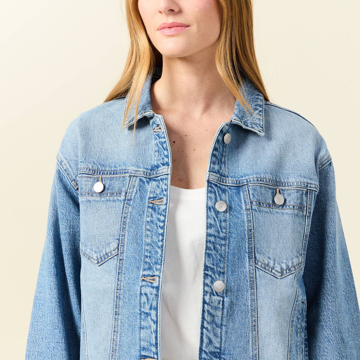 Veste oversize en jean denim used femme