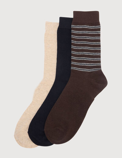 Lot de 3 paires chaussettes hautes bleu marine homme