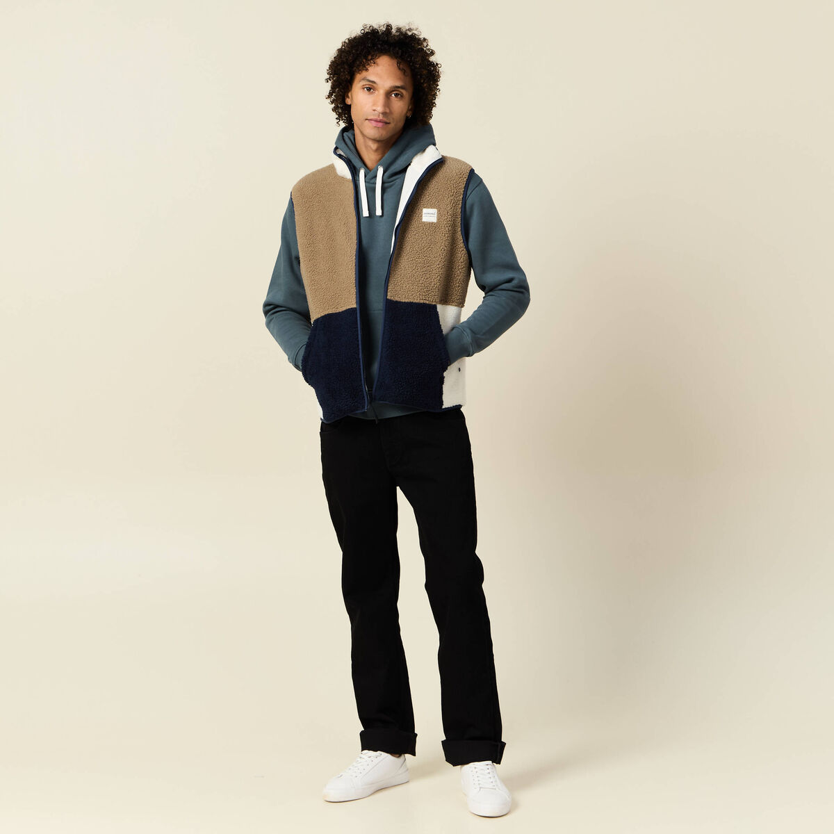 Gilet sans manches zippé marron homme