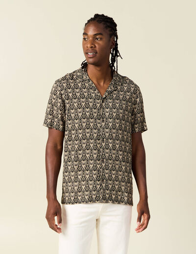 Chemise manches courtes beige homme