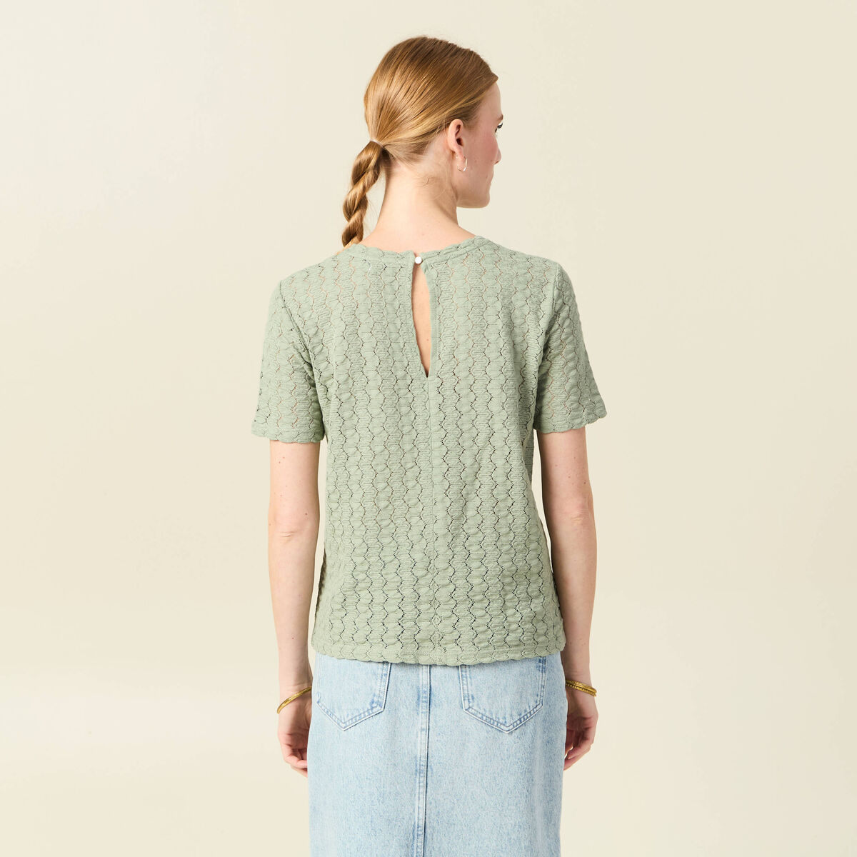 T-shirt manches courtes vert olive femme