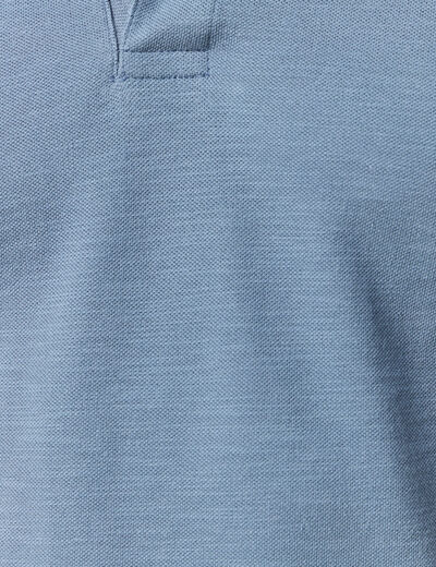 Polo cintré manches courtes en coton bleu foncé homme