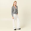 Gilet boutonné à sequins gris femme