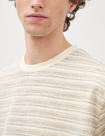 T-shirt col rond manches courtes ecru homme