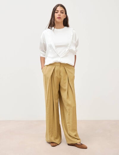 Pantalon loose taille standard camel femme