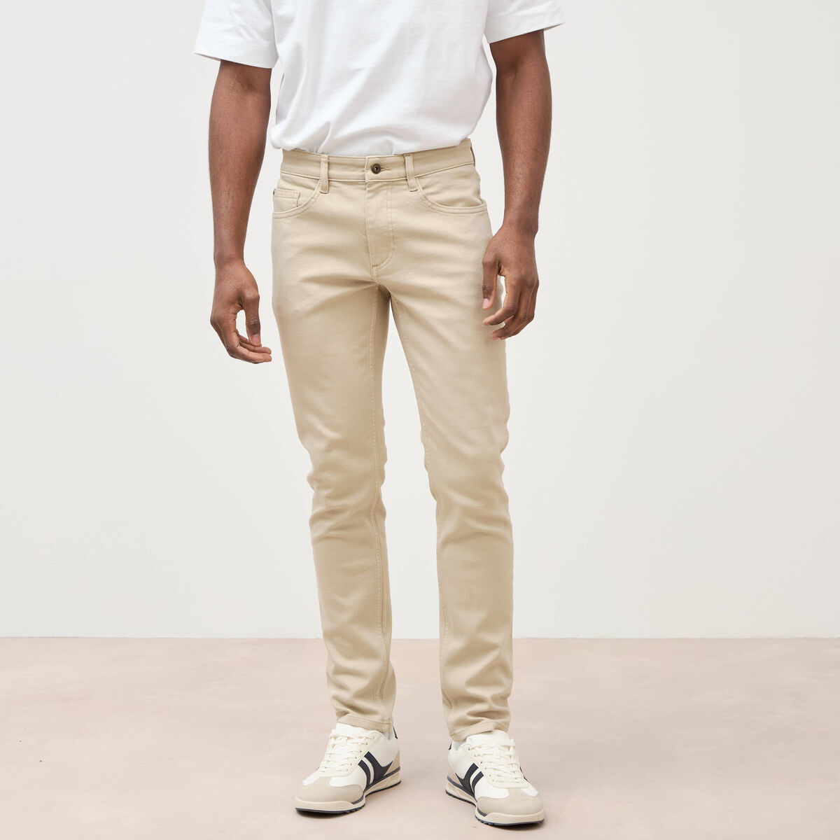Jeans slim 5 poches denim beige homme