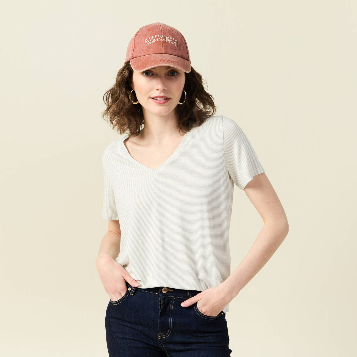 T-shirt manches courtes bleu clair femme