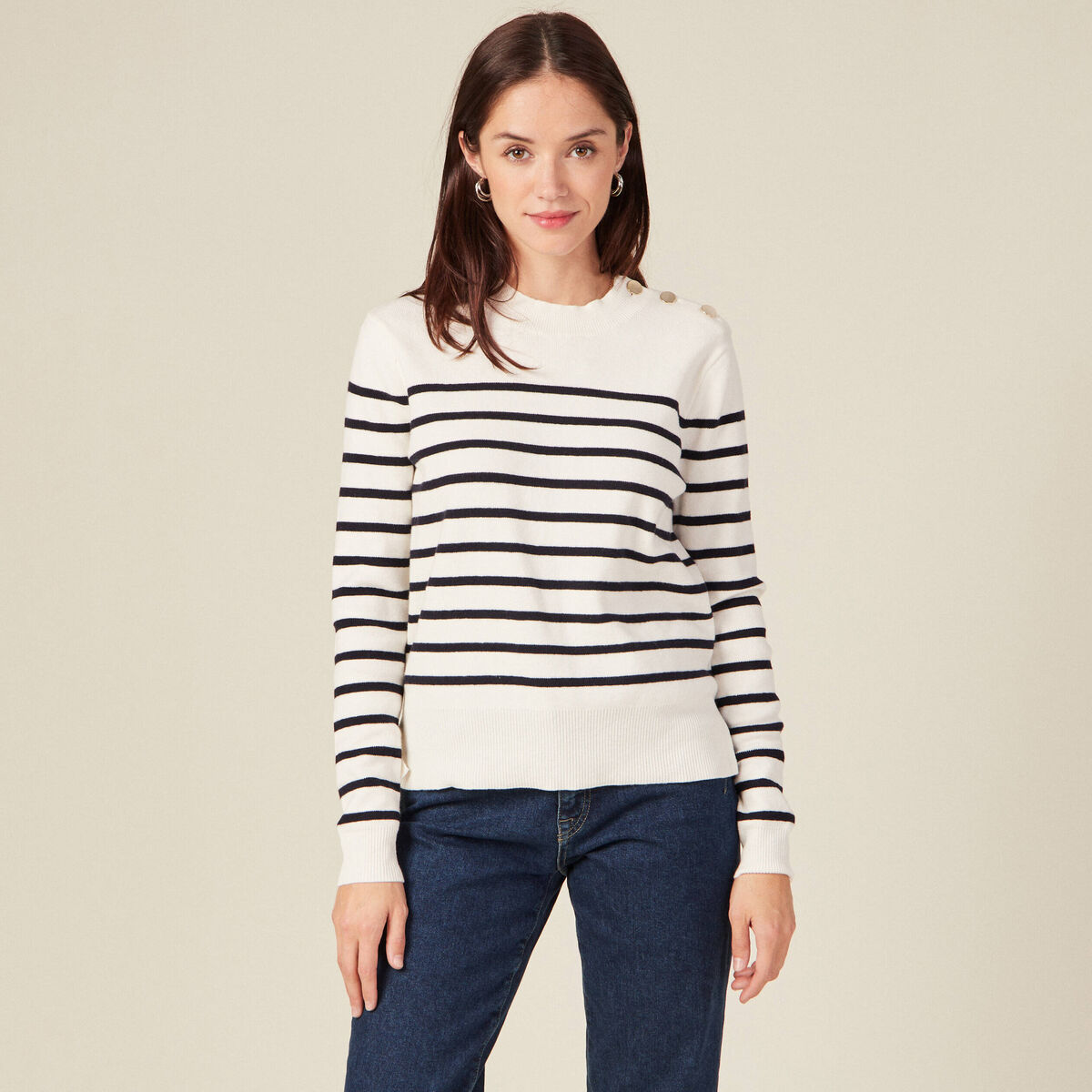 Pull éco-responsable ecru femme