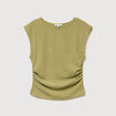 T-shirt ajust&eacute; sans manches vert kaki femme