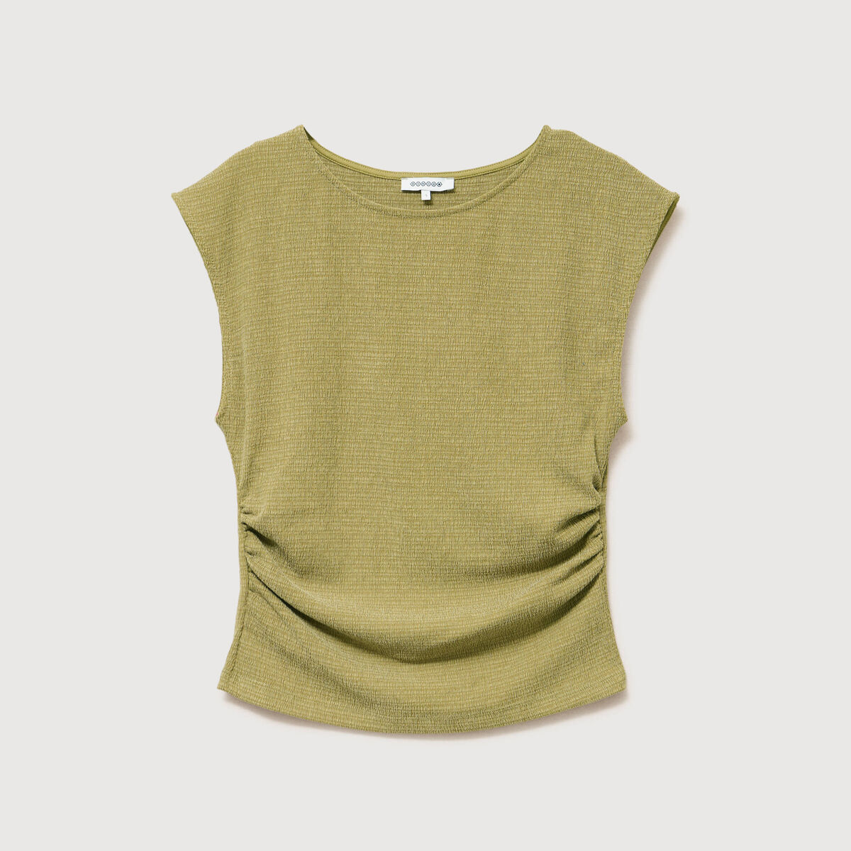 T-shirt ajust&eacute; sans manches vert kaki femme