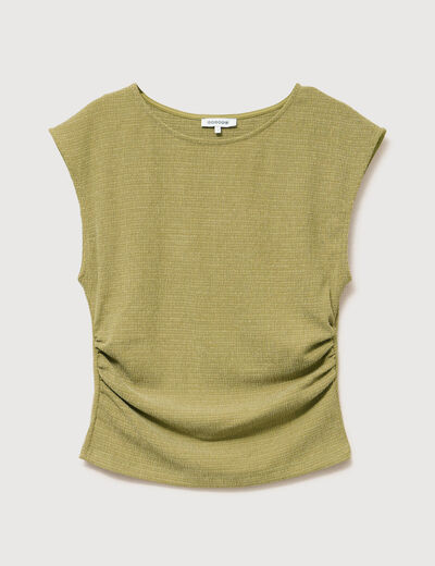 T-shirt ajust&eacute; sans manches vert kaki femme