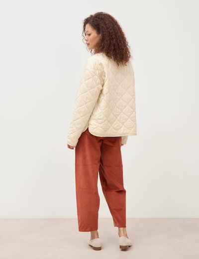 Veste oversize manches longues doubl&eacute;e creme femme