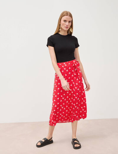 Jupe fluide rouge femme