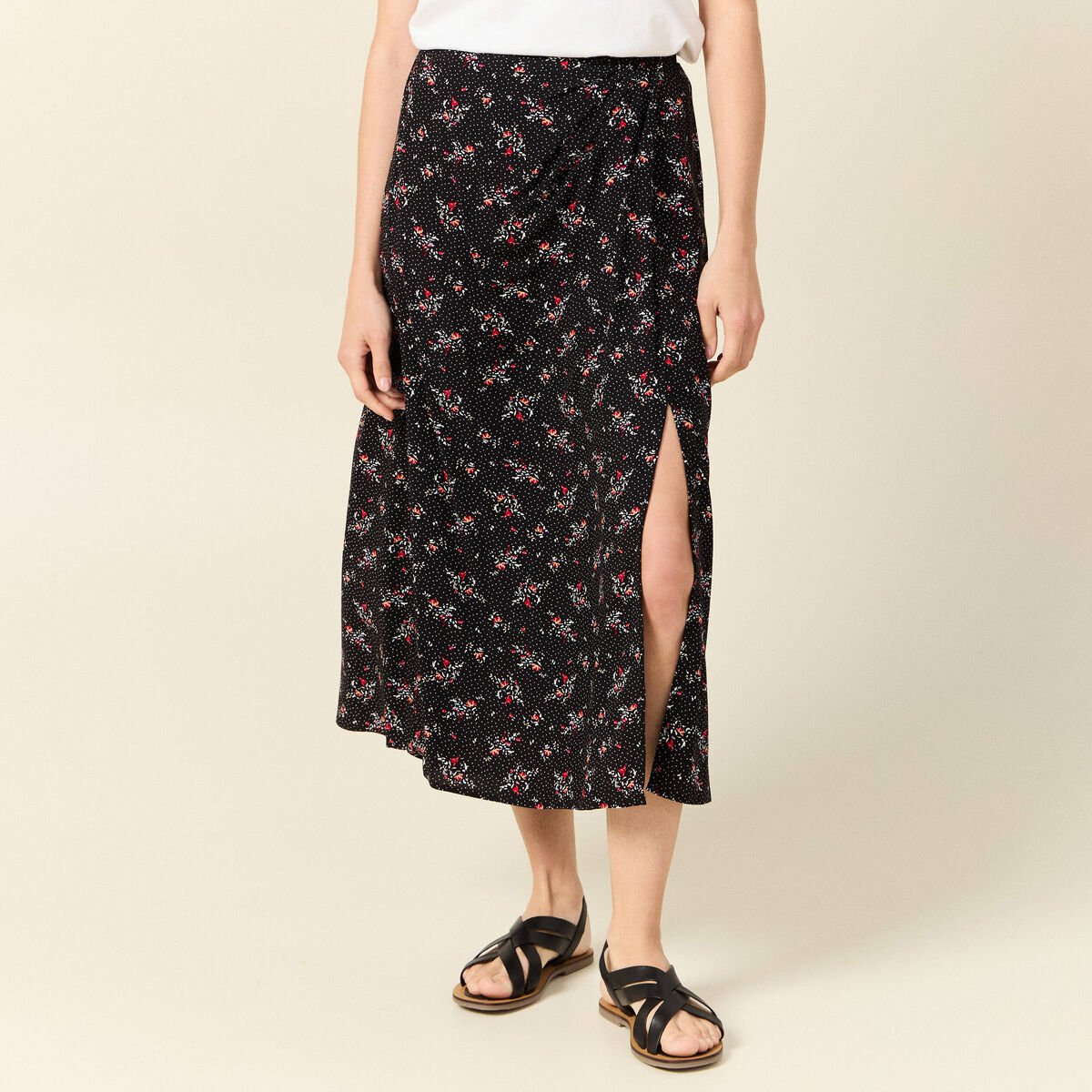 Jupe longue évasée noir femme