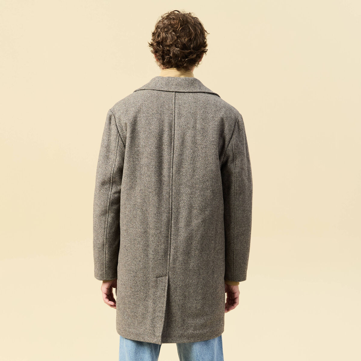 Manteau droit long col classique beige homme