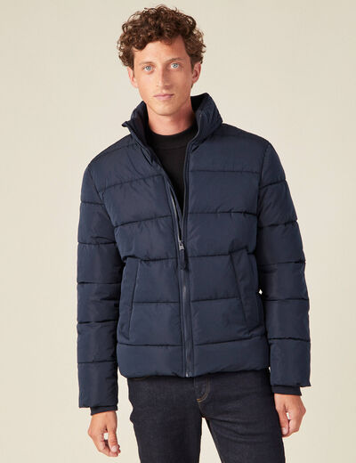 Doudoune droite zippée bleu marine homme