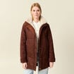 Parka droite &agrave; capuche marron fonc&eacute; femme