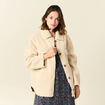 Manteau surchemise droit creme femme