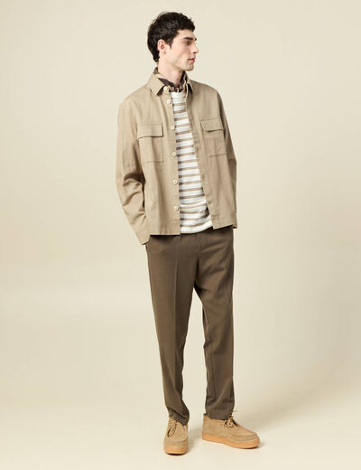 T-shirt ample en coton col rond beige fonce homme